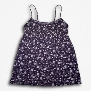 Victoria's Secret Angels Y2K Purple Floral Babydoll Camisole Empire Waist Top